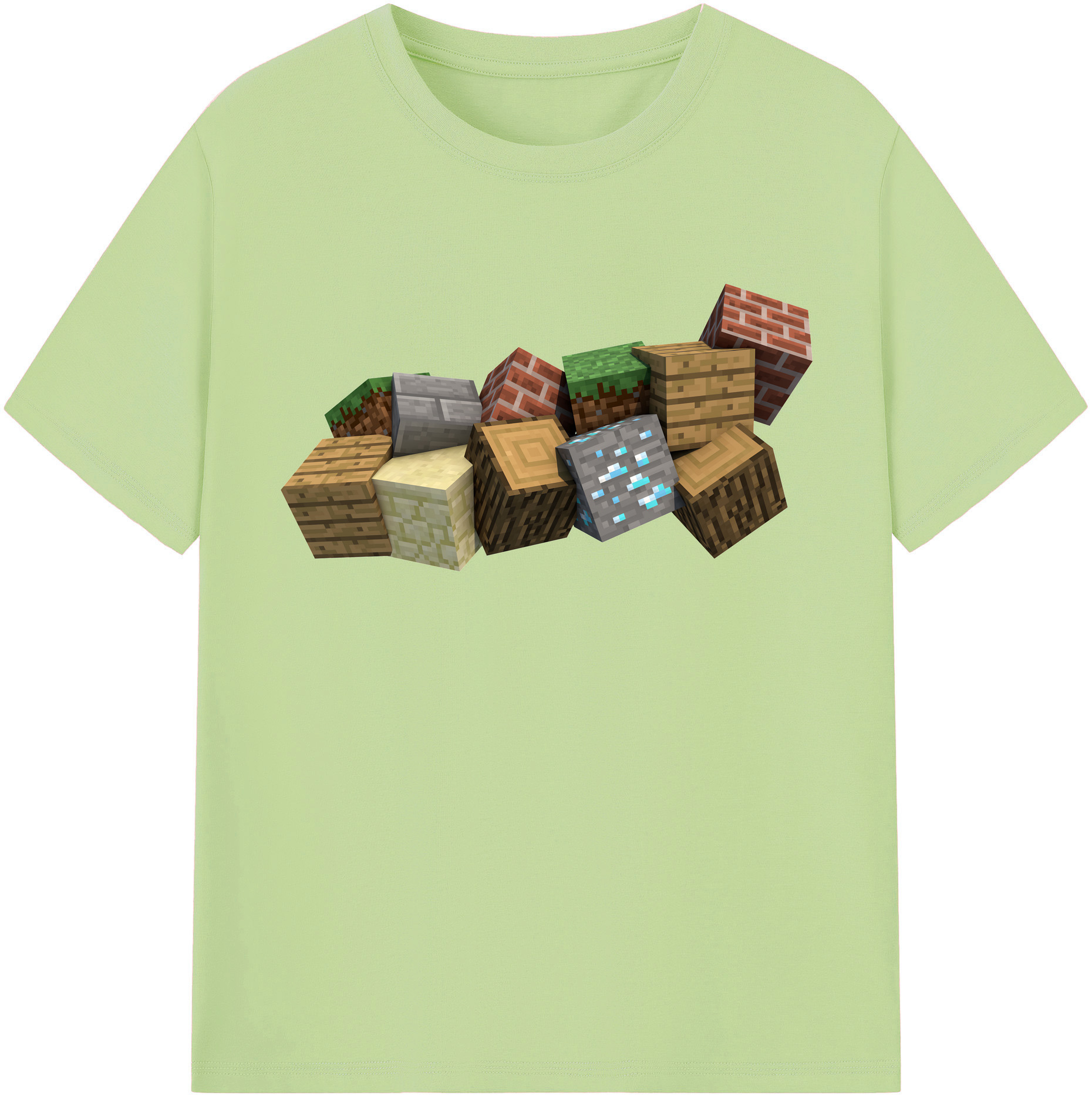 （画像用） マインクラフト ブロックの世界 Minecraft MC Block world 綿100％半袖Tシャツ（フロントプリント）